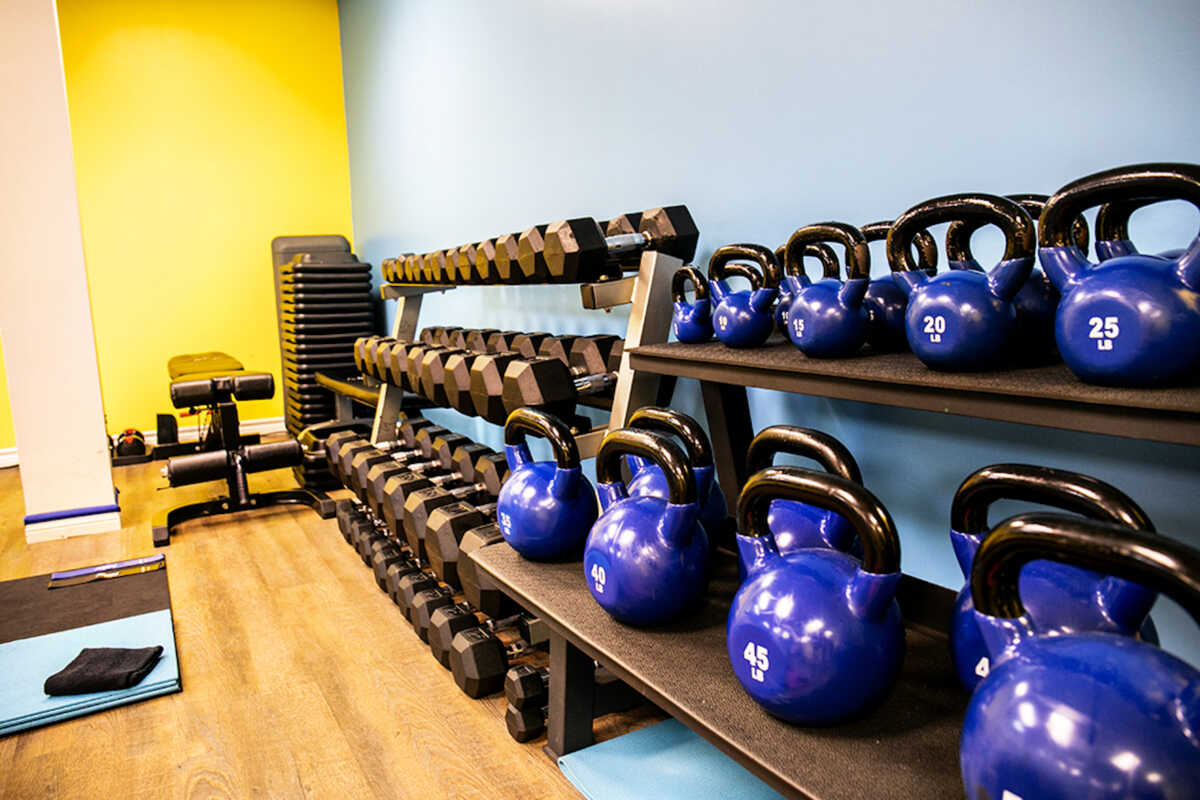 Dumb Bells and Kettle Bells for Training at Elite Training Facility